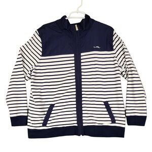 L-RL Lauren Active Ralph Lauren Striped Full Zip‎ Jacket Women's 2X